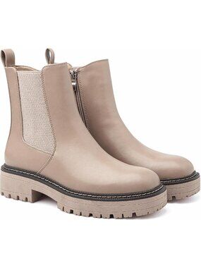 Stylish Fall Chelsea Ankle Boots for Women - Chunky Slip-On Square Toe Walking